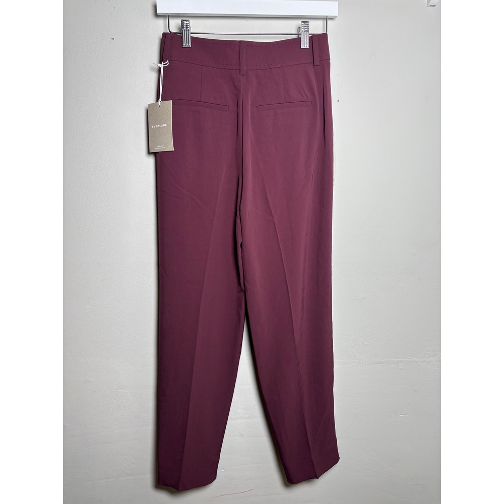 Everlane Italian GoWeave Tapered Pants Burgundy Women's Size 00 NWT - Picture 4 of 9